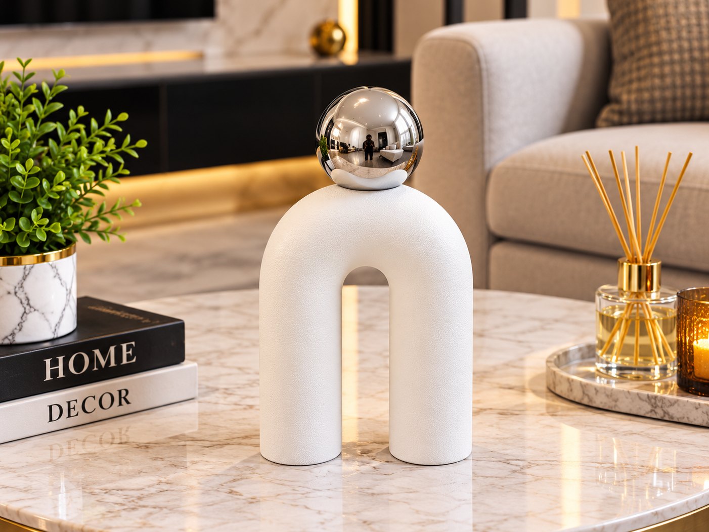 statue en forme d'arche blanche