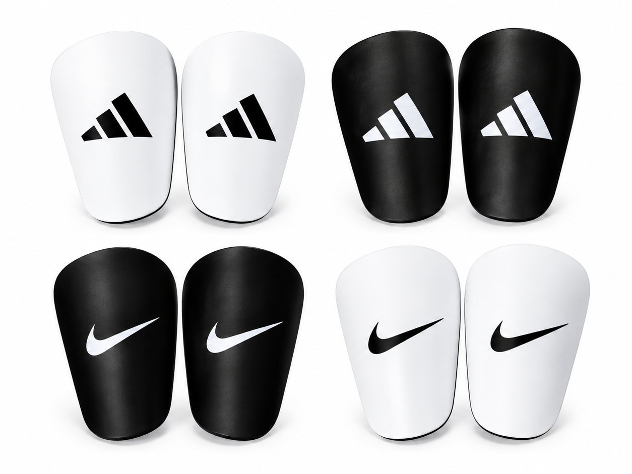 Protège-tibias de football Nike & Adidas – Noir et Blanc