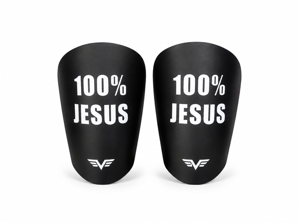 Protège-tibias de football 100% Jésus – Noir