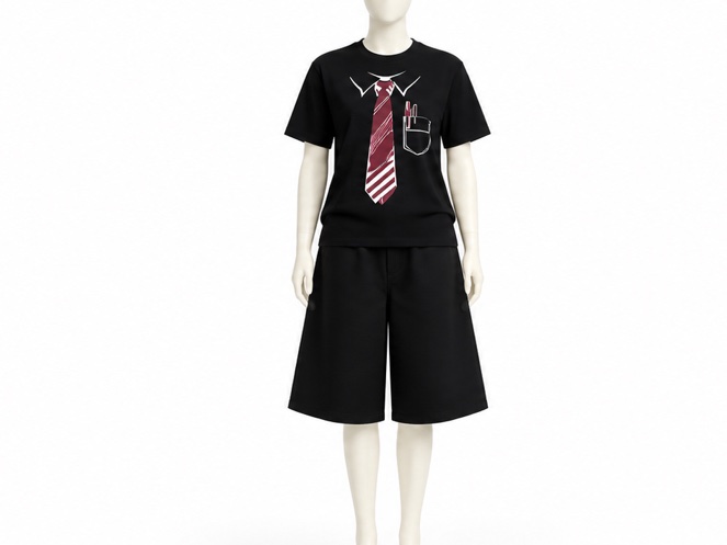 Ensemble femme noir deux pièces avec tee-shirt graphique.