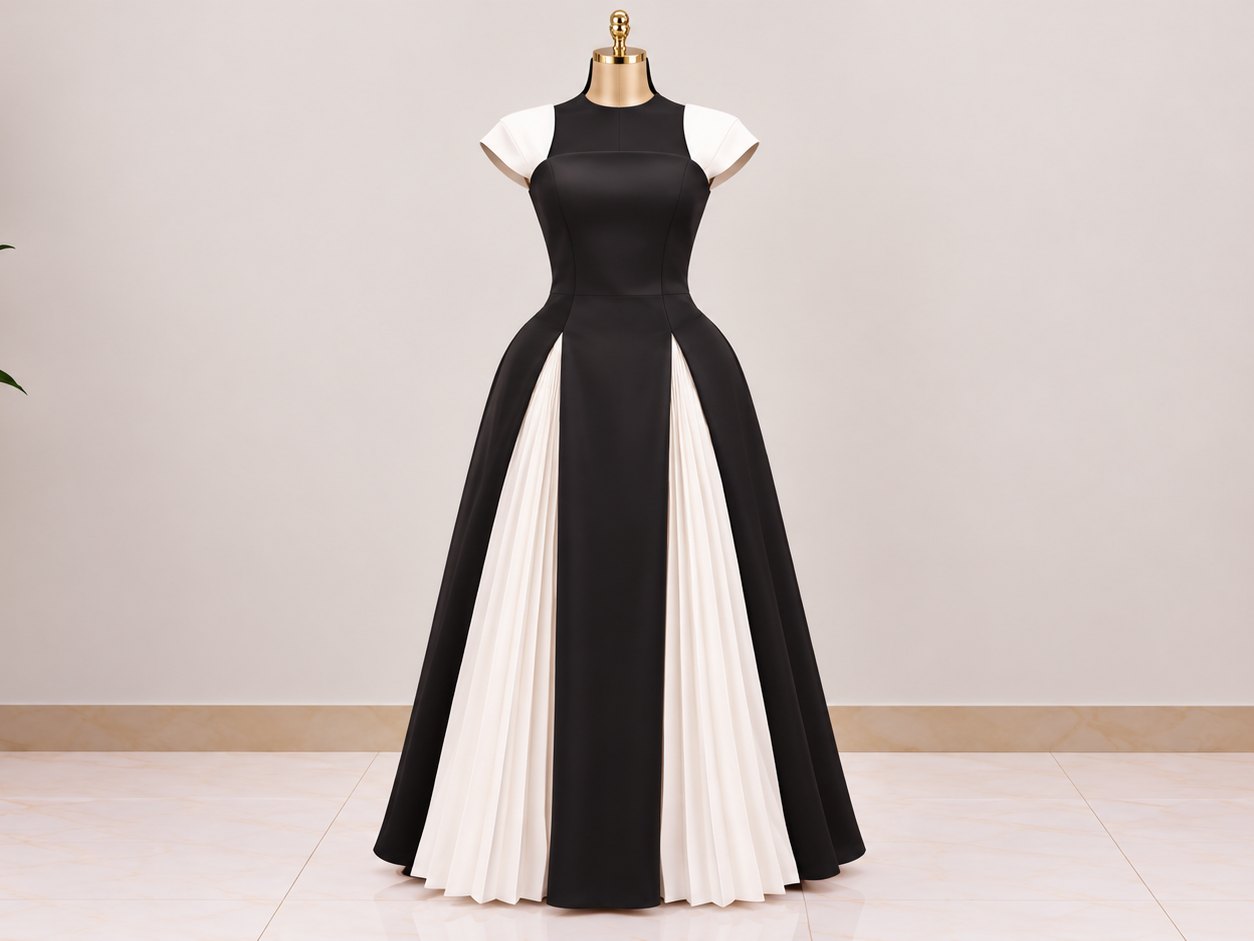Black and White Pleated